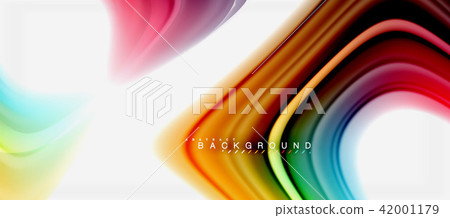Rainbow fluid colors abstract background twisted liquid design, colorful marble or plastic wavy 42001179
