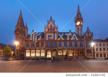 Former post office at night, Ghent, Belgium 42001195