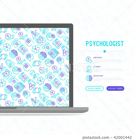 Psychologist concept with thin line icons Psychologist concept with thin line icons 42001442