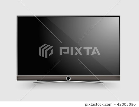 Black LED tv television screen blank on white wall Black LED tv television screen blank on white wall 42003080