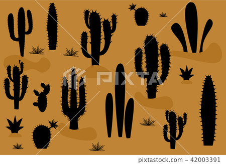 set of illustrations of cute cactus and succulents set of illustrations of cute cactus and succulents 42003391
