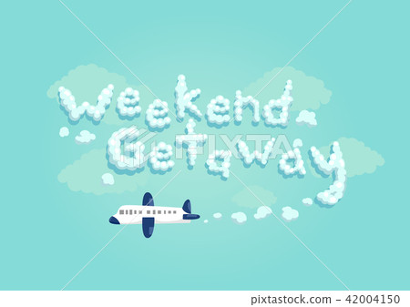 Airplane Weekend Getaway Lettering Illustration 42004150