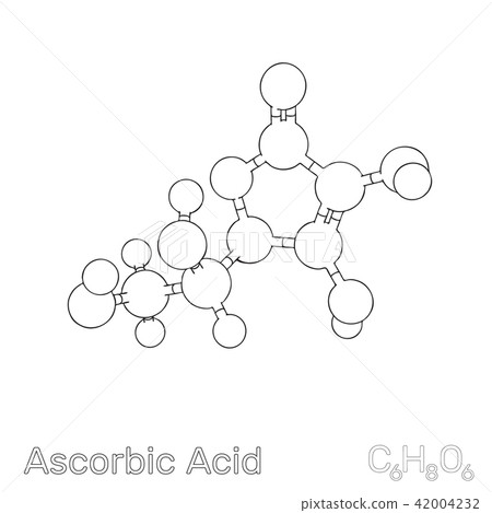 Ascorbic acid model molecule. Isolated on white Ascorbic acid model molecule. Isolated on white 42004232