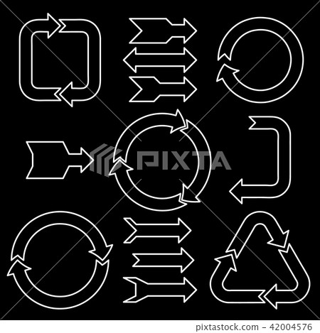 Arrow sign set. Isolated on black background.  42004576