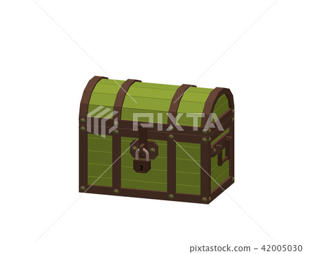 Closed wooden chest. Isolated on white  42005030