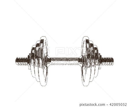 Metal dumbbell. Isolated on white background.  42005032