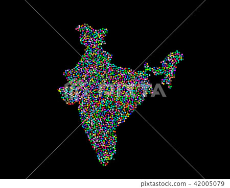 India map. Isolated on black background. - Stock Illustration [42005079] -  PIXTA