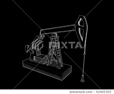Oil pump jack. Isolated on black background. 42005303