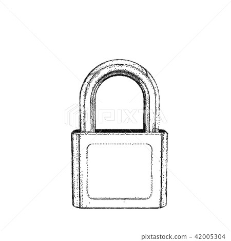 Closed padlock. Isolated on white background.  42005304