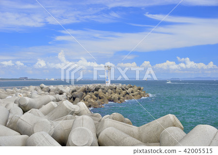 夏天的天空和水平線 湘南 照片素材 圖片 圖庫