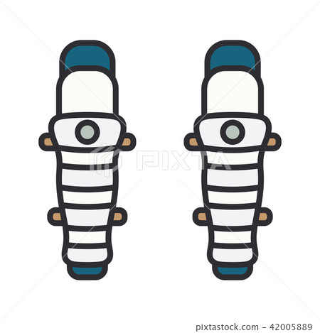 Color vector icon hockey, rugby, baseball defense knee armor plates. Sport equipment success symbol 42005889