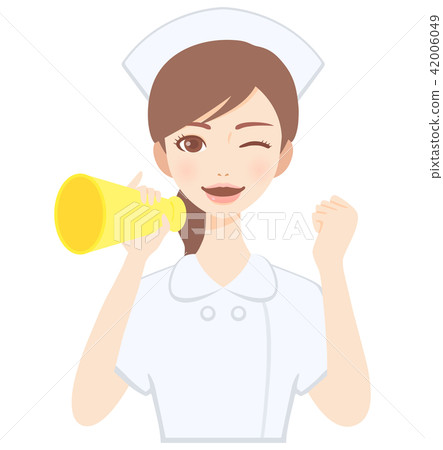 Young nurse cheering with megaphone cute white cute flat illustration Young nurse cheering with megaphone cute white cute flat illustration 42006049