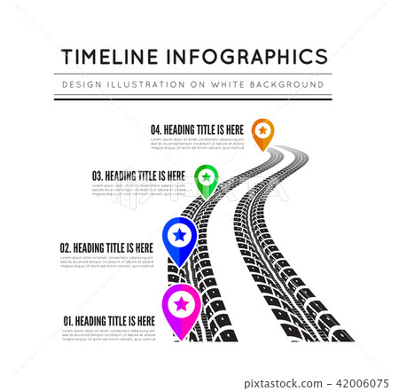 Road way design infographics. Tire tracks timeline Road way design infographics. Tire tracks timeline 42006075