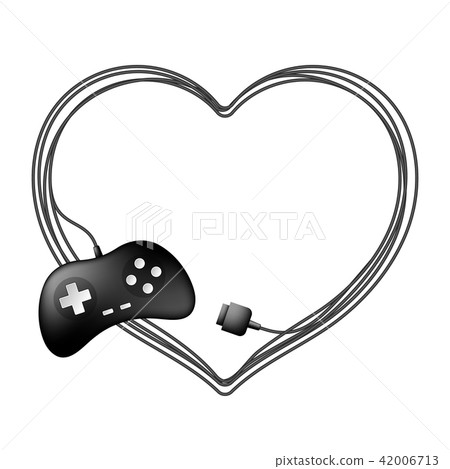 Gamepad or joypad black color and heart frame Gamepad or joypad black color and heart frame 42006713