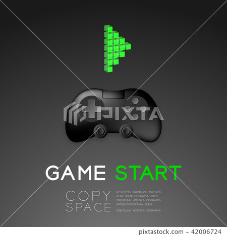 Gamepad or joypad black and pixel play symbol 42006724