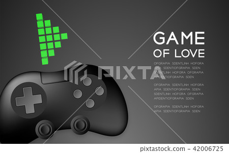 Gamepad or joypad black and pixel play symbol 42006725