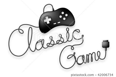 Gamepad or joypad black and Classic Game text 42006734