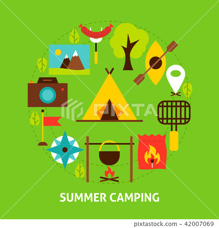 Summer Camping Postcard Summer Camping Postcard 42007069