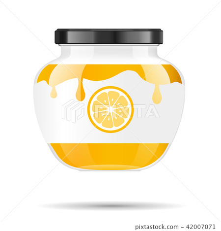 Glass jar with jam and configure with lemon. Vector illustration. Packaging collection. Label for Glass jar with jam and configure with lemon. Vector illustration. Packaging collection. Label for 42007071