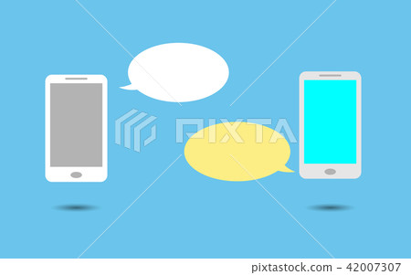 Smart phone with speech bubble flat design modern Smart phone with speech bubble flat design modern 42007307