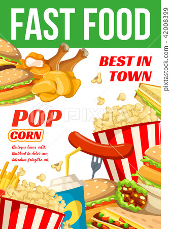 Vector fast food restaurant or bistro poster Vector fast food restaurant or bistro poster 42008399