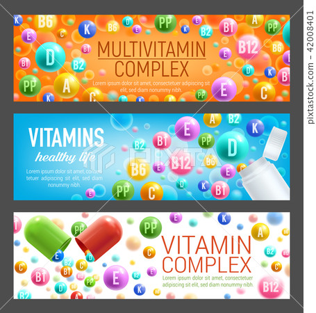 Vector banners of vitamins and multivitamins 42008401