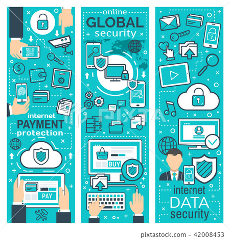 Vector banners of global online security - Stock Illustration [42008453 ...