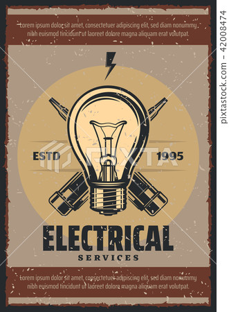 Vector vintage poster for electrical services Vector vintage poster for electrical services 42008474