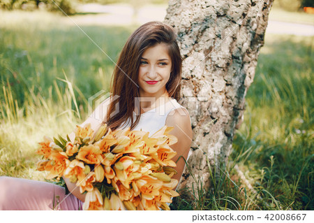 girl with bouquet girl with bouquet 42008667