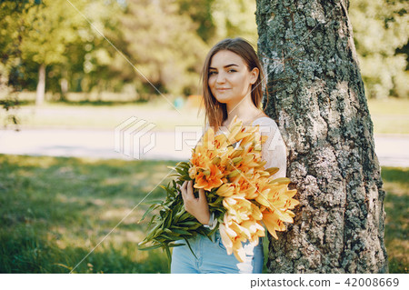 girl with bouquet girl with bouquet 42008669