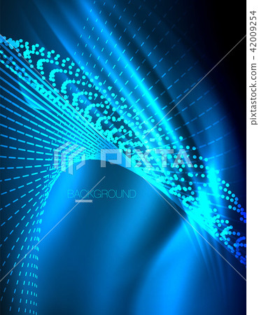 Smooth light effect, straight lines on glowing shiny neon dark background. Energy technology idea Smooth light effect, straight lines on glowing shiny neon dark background. Energy technology idea 42009254