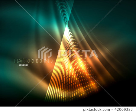 Smooth light effect, straight lines on glowing shiny neon dark background. Energy technology idea Smooth light effect, straight lines on glowing shiny neon dark background. Energy technology idea 42009383