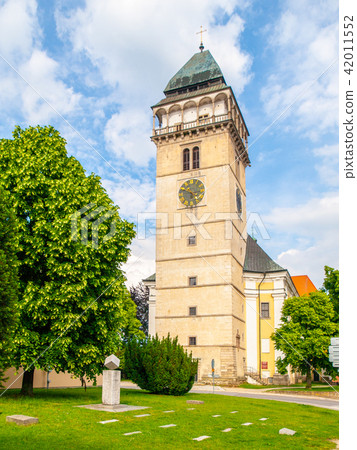 Church of Saint Lawrence and sugar cube monument, Dacice, Czech Republic 42011552