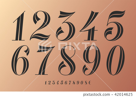 Numbers font. Classical elegant font 42014625