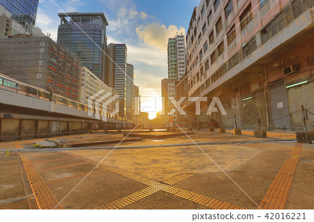 Hong Kong kwun tong downtown at sunset 42016221