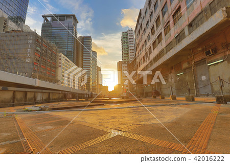 Hong Kong kwun tong downtown at sunset 42016222