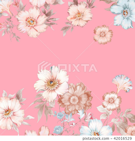 Watercolor big flower rose 42016529