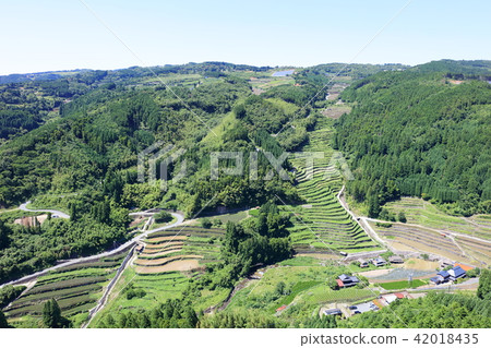 Masonry rice terrace (Yamebushi Hoshino village) It is said that in 2018 rice can not be planted due to heavy rainfall damage. Due to waterway breakage. 42018435