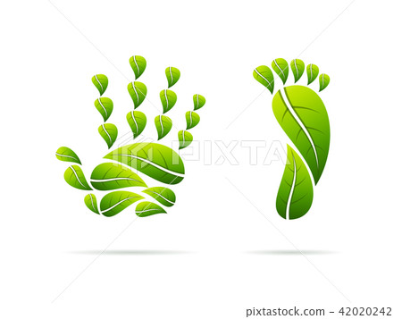 Ecological leaves concept icons. Hand and foot Ecological leaves concept icons. Hand and foot 42020242