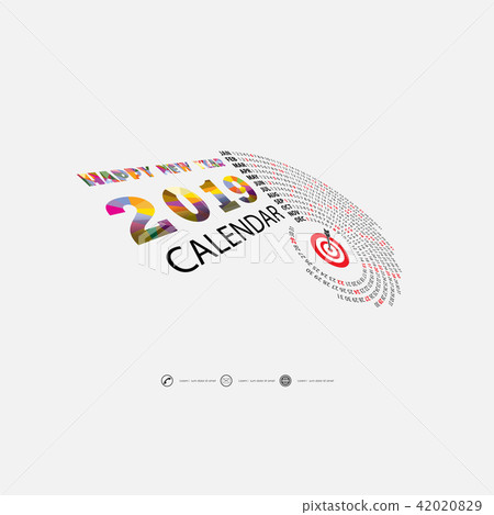 2019 Calendar Template.Spiral calendar. 42020829