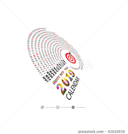 2019 Calendar Template.Spiral calendar. 42020830