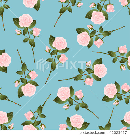 Pink Rose Bouquet On Blue Background Stock Illustration