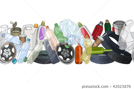 Different kinds of garbage. Seamless pattern brush 42023876