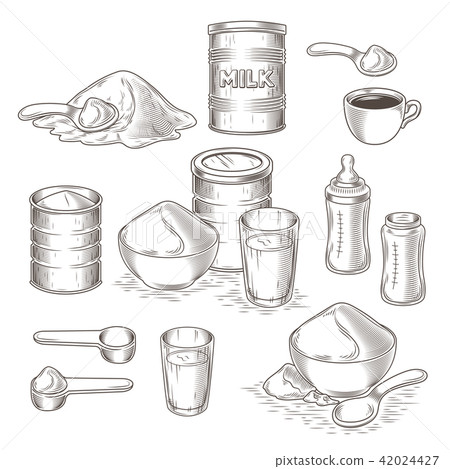 set of cartoon illustration of milk powder 42024427