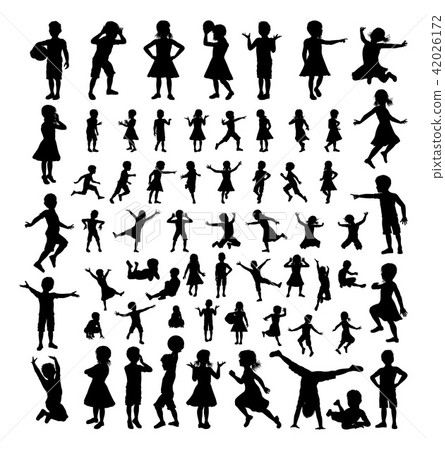 Children Kids Silhouette Big Set 42026172