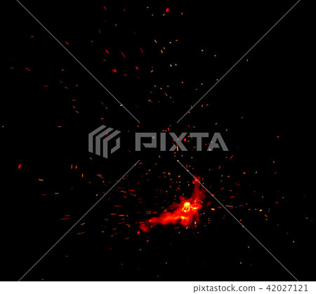 fire flames with sparks on black background 42027121