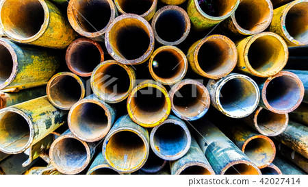 Section of steel pipe scaffolding Section of steel pipe scaffolding 42027414