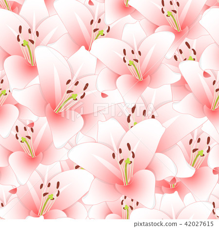 Pink Lily Flower Seamless Background 42027615