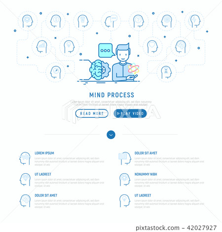 Mind process concept with thin line icons 42027927