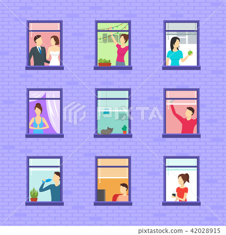 Cartoon Neighbors Character Set. Vector Cartoon Neighbors Character Set. Vector 42028915